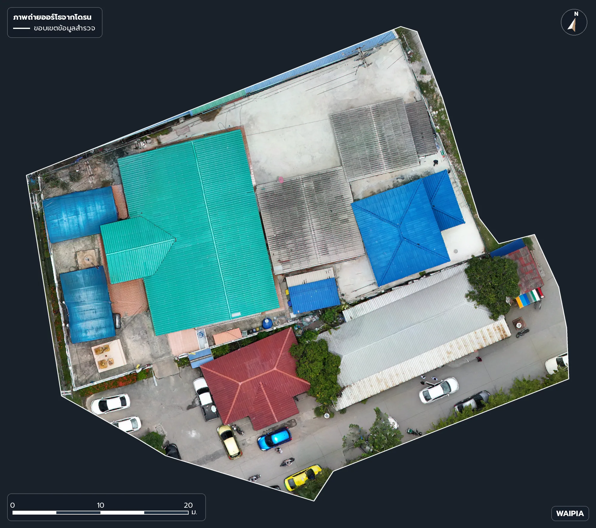 ออร์โธโมเสกจากโดรนของโซนตัวอย่างในสถานที่หนึ่งจากแปดแห่ง